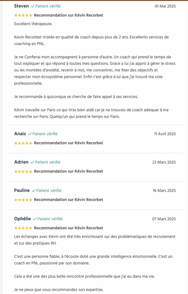 témoignage sur la page d'accueil